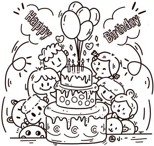 男生生日布置简笔画