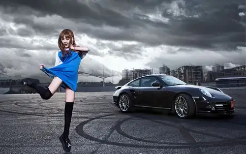 保时捷911 turbo s 改装车美女车模-美女壁纸-高清美女图片-第6图