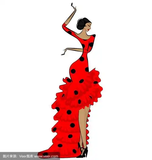 抽象的弗拉门戈女人在黑色和红色