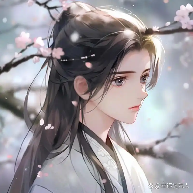 可爱古装男生头像:桃花树下小哥哥