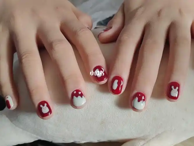 超可爱的小兔子新年美甲