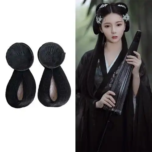 古装花千骨发包造型cos赵丽颖仙女影楼拍摄小骨深棕色黑色假发