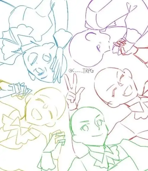 【板绘】多人互动姿势线稿素材_素材_板绘_线稿_绘画_教程_文化_绘画