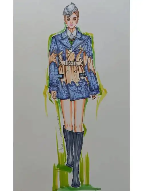 服装设计效果图#服装设计#服装设计手绘#马克笔手绘#走秀#手绘#模特