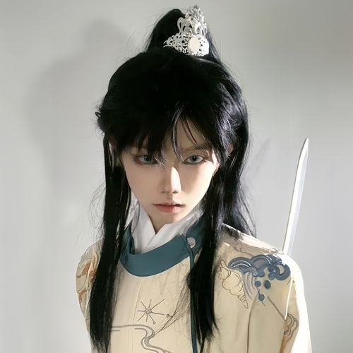 中式少年郎假发男古风长直发高马尾汉服造型全头套式仿真国风道具