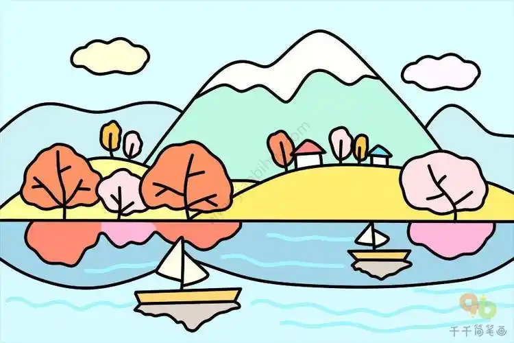 简单又好看的山水画简笔画 简笔画图片大全-蒲城教育文学网