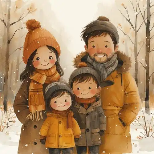 亲子头像|一家四口,两个儿子