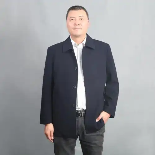 肥佬外套男春秋装大码 中老年_中老年人春秋装翻领夹克中年男胖爸爸加