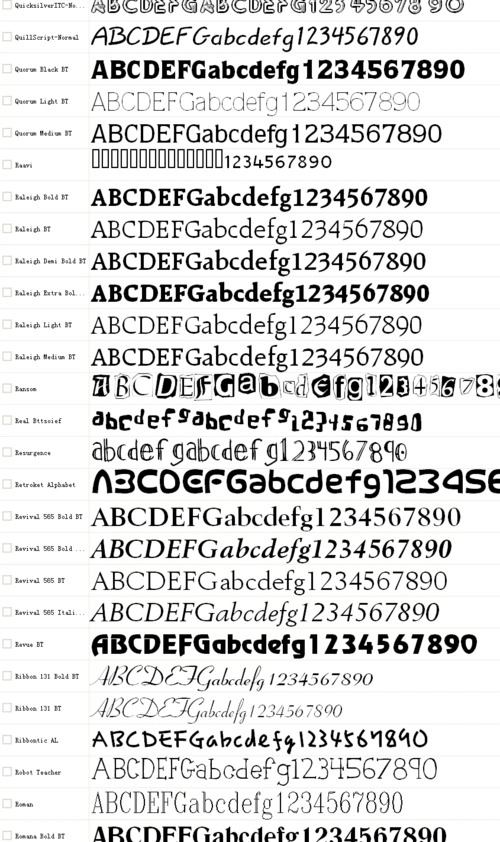 英文字体名称对照速查列表_word文档在线阅读与下载_免费文档