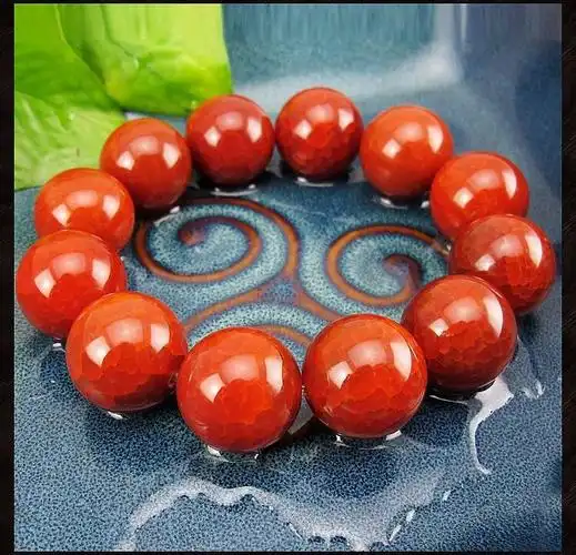 相石缘帝王红龙纹玛瑙手串男女透光红玛瑙手链吉祥红绳单圈串珠 单珠