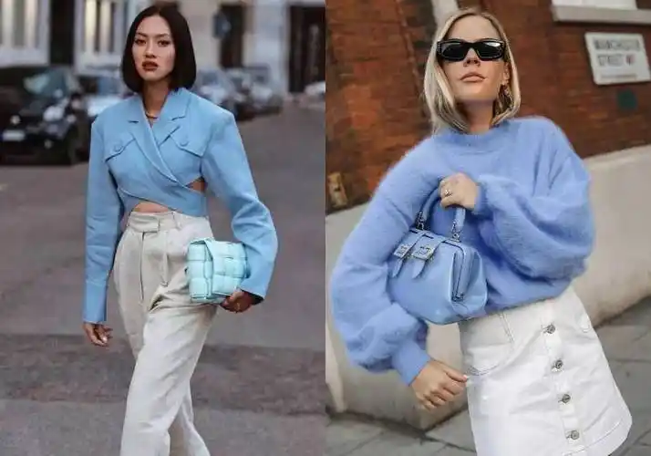 显白的颜色那么多,刘诗诗赵丽颖都爱上了湖水蓝,瞬间秒变仙女了_衬衫