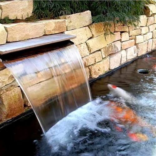 高档欧式水景不锈钢瀑布流水鱼池喷泉水帘叠水循环出水口定制水槽