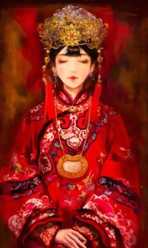 古风女子嫁衣手绘 看小女子嫁衣似火,为君铺就十里红妆