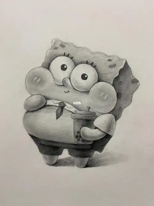 肉乎乎的太可爱了吧#趣味素描  #海绵宝宝绘画步骤11566构图定