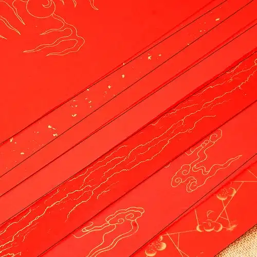 加厚描金春联书法半生对联空白洒金宣纸红色宣纸