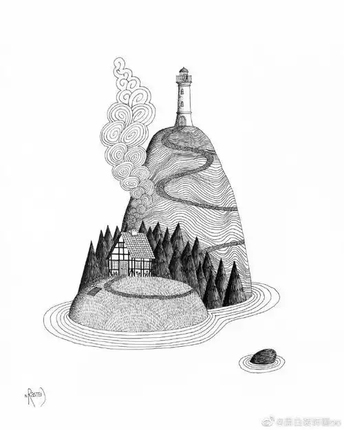 创意美术##线描##儿童线描画##创意线描##黑白装饰画