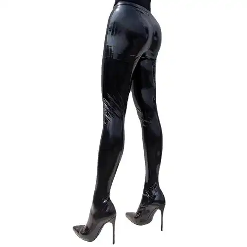 欧美性感外贸跨境个性演出latex走秀连裤靴女长筒靴裤靴