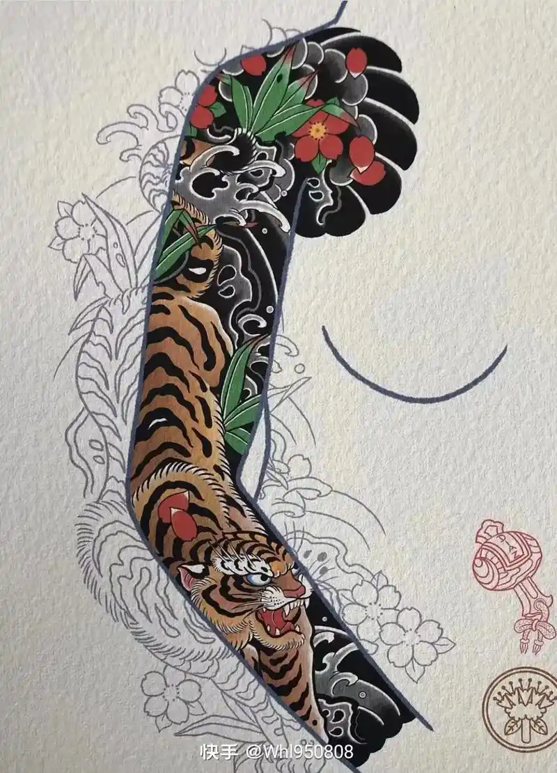 日式传统花臂 abane九人 加我好友 快手@whi9508 - 抖音