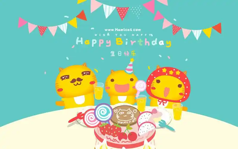 哈咪猫生日快乐,喵～#电脑壁纸-hamicat哈咪猫