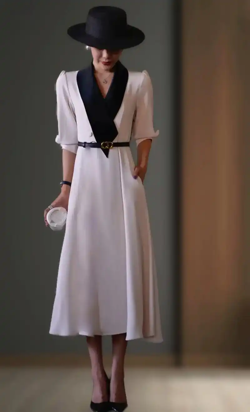 法式气质收腰连衣裙