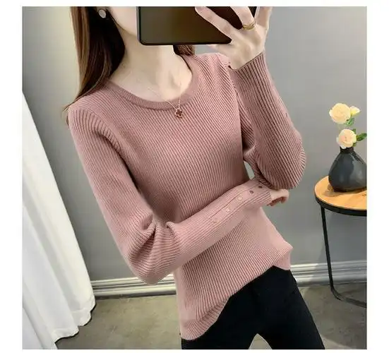 毛衣女2024新款高档纯色长袖针织衫潮洋气内搭白色打底衫韩版套头