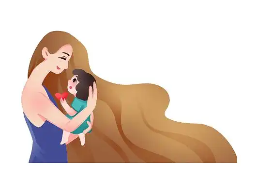 妈妈女孩母亲节人物元素png素材彩色手绘母亲节卡通母女温馨人物元素