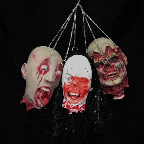 万圣节鬼屋酒吧密室仿真假人头吊鬼断头恐怖吓人恶搞整蛊道具装饰