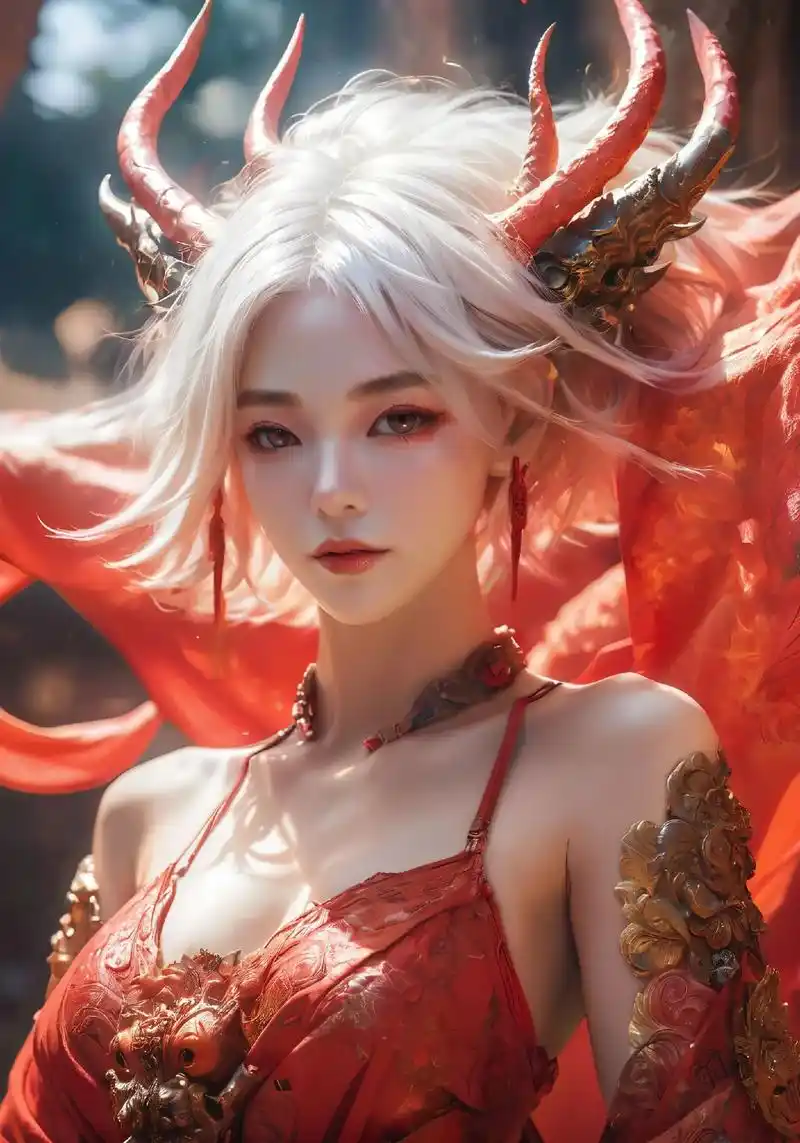 高冷白发女鬼97.中国红#创作灵感 @创作灵感小助手 #ai - 抖音