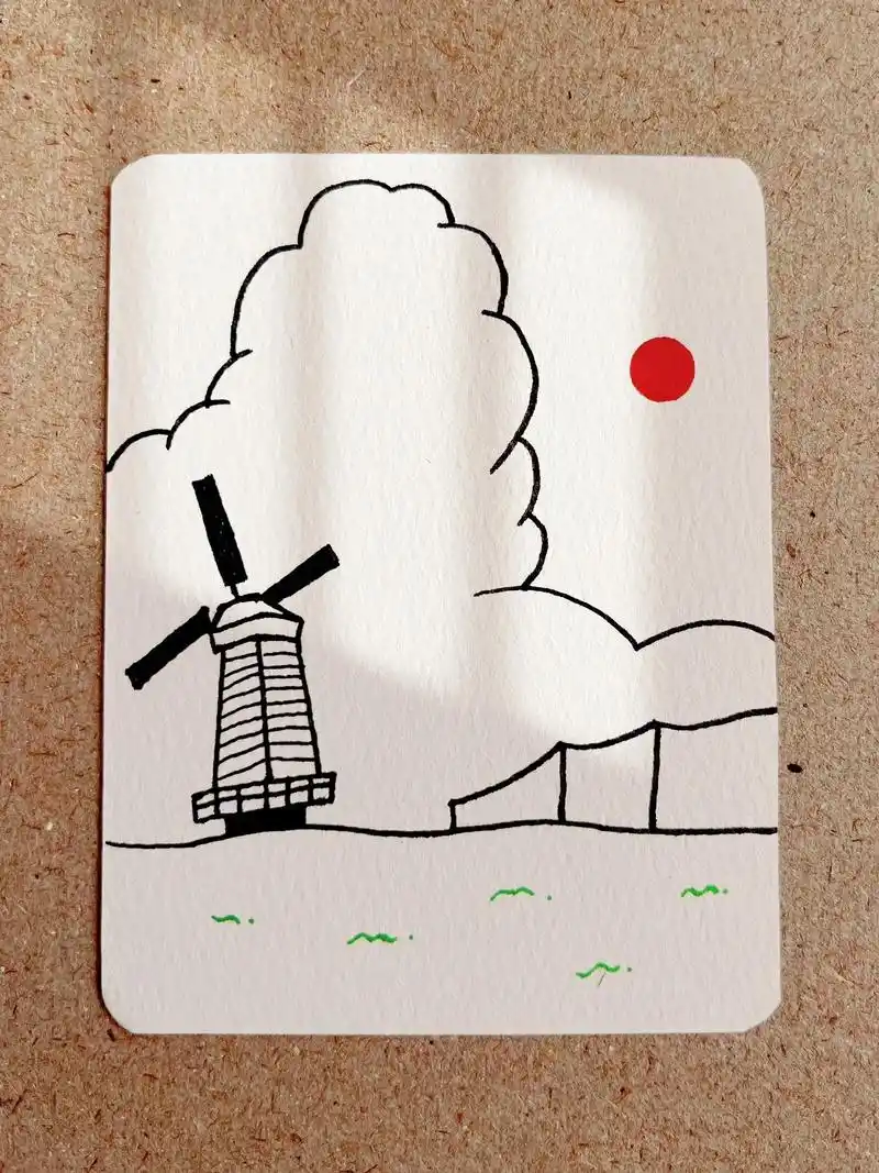 哇!超简单【风车】99 #儿童画 #简笔画 #手绘 #插画# - 抖音