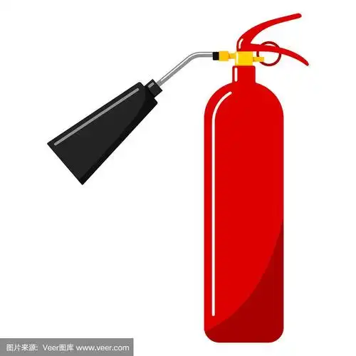 矢量插图的平面设计红色灭火器与喷嘴图标在卡通风格.