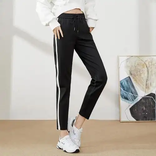 逸阳宽松九分侧边休闲小脚瘦小松显裤女女裤休闲裤