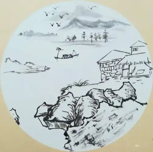 【国画教程】写意《山野村居》_山水画