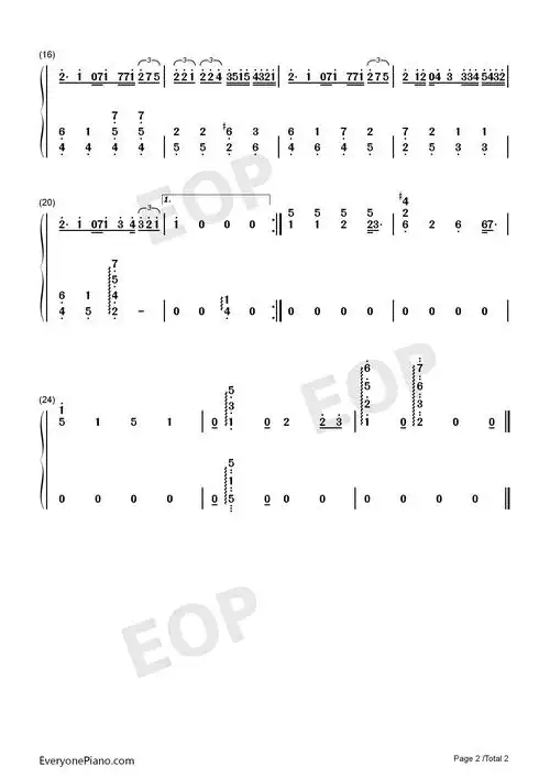 我知道-by2-《比赛开始》片尾曲双手简谱预览2-钢琴谱文件(五线谱