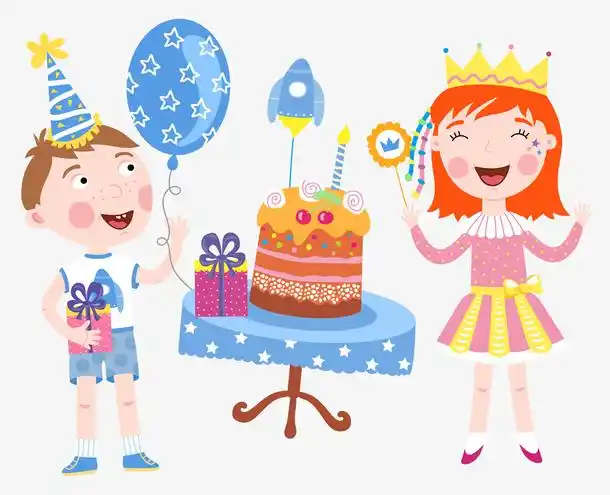 卡通生日庆祝男孩女孩