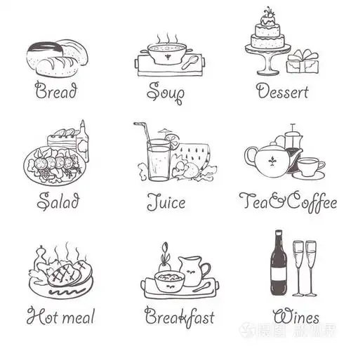 涂鸦食物组,草图为菜单插画-正版商用图片0r570u-摄图新视界