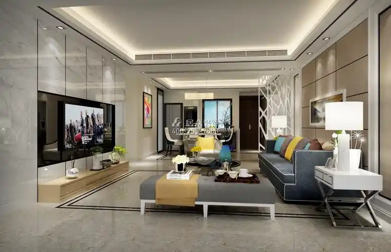 130平方米现代简约风格平层户型客厅装修效果图