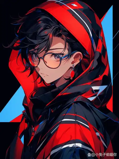 炫彩戴眼镜男生头像2 an anime boy ,crisp graphic design, made of