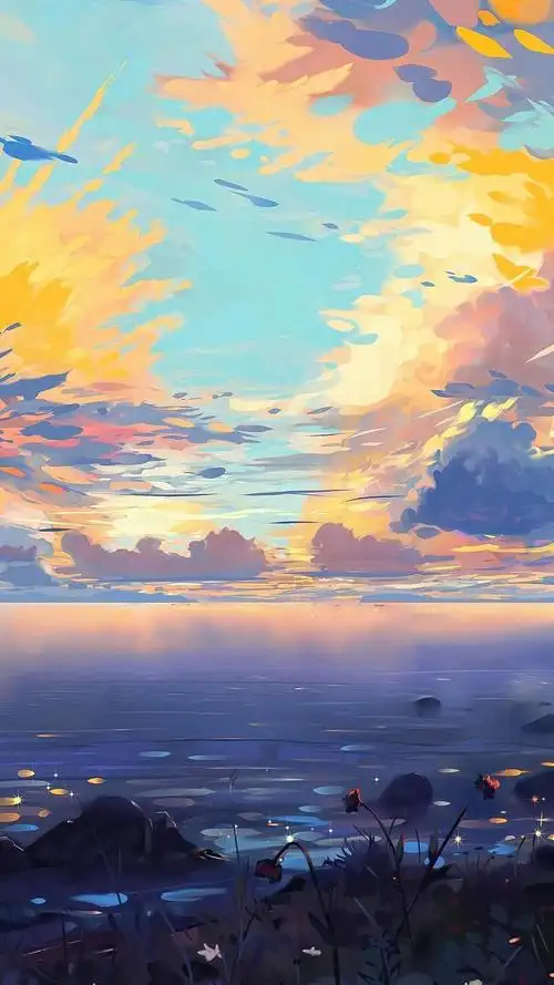 治愈动漫风景手绘插画