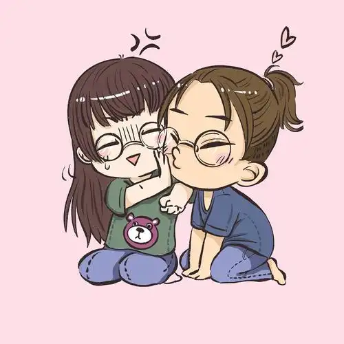 情侣q版插画头像
