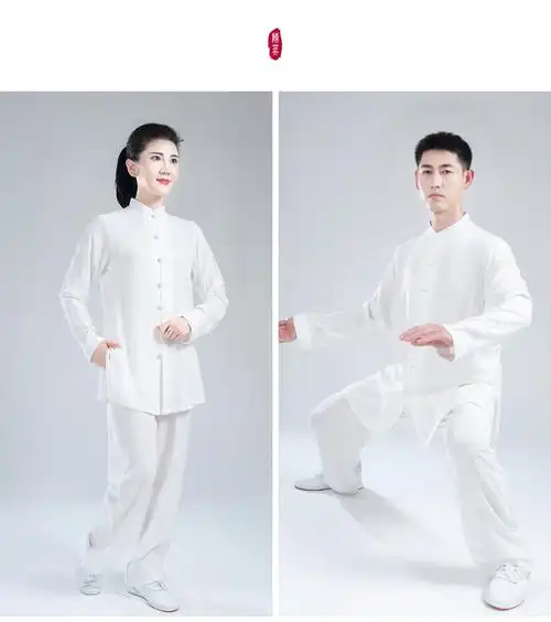 太极服女夏季太服柔软棉麻男女中风武术练功服陈英短袖太拳服装白色