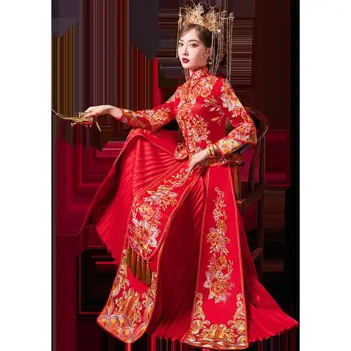 小个子遮肚子出嫁中式复古敬酒服秀禾服新娘婚纱新款结婚礼服敬酒服