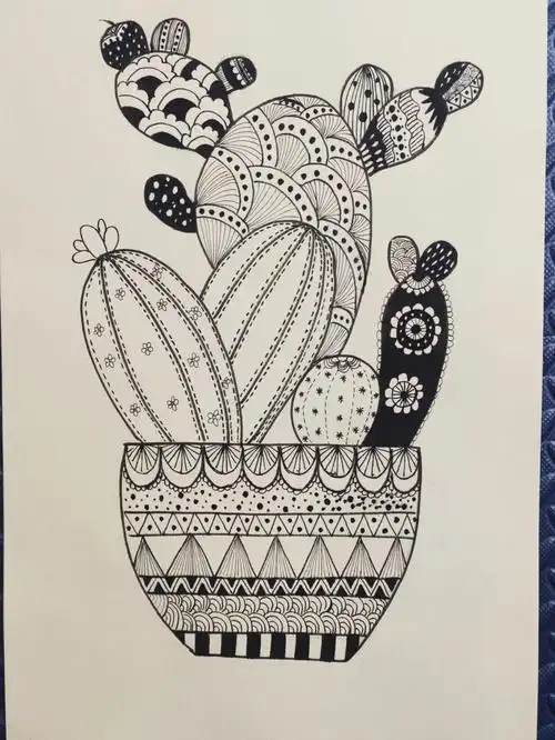 临摹黑白装饰画点线面