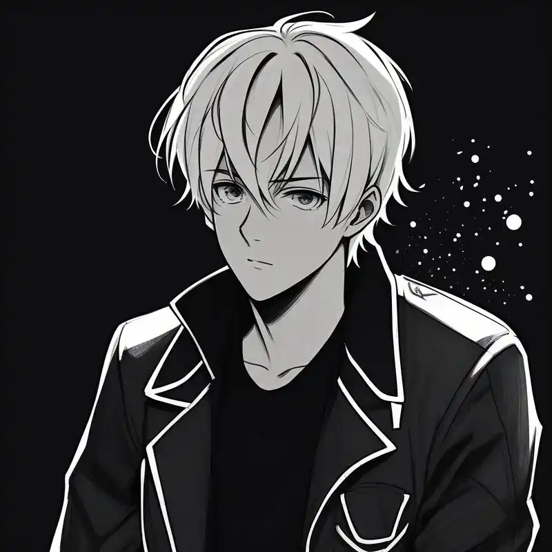 黑白素描动漫头像,忧郁男生必备9694