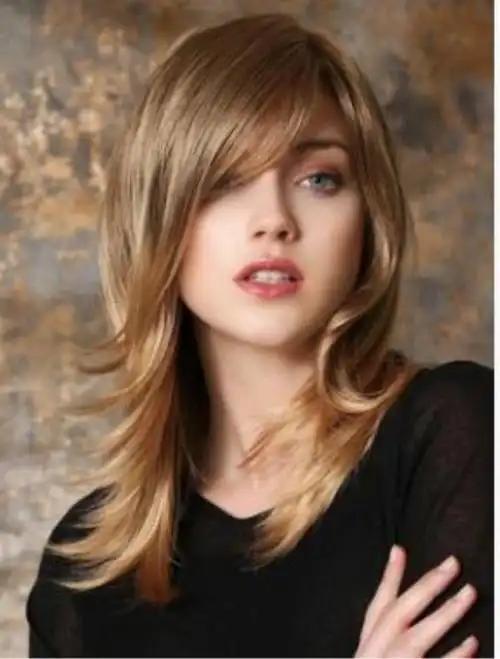 气质中分假发欧美女士白人浅金色长卷发微卷长直发化纤假发套批发热销