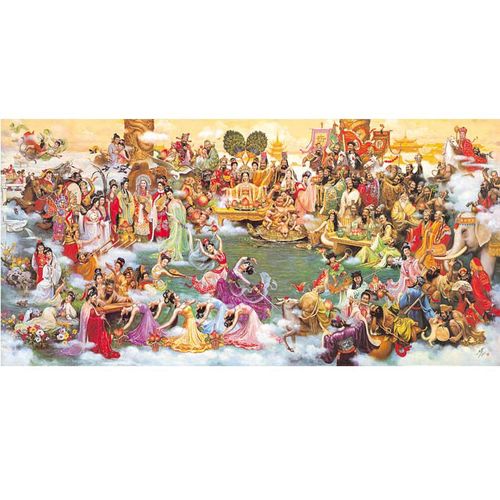 仙家图瑶池圣会装饰画蟠桃园盛会七仙女王母娘娘镇宅招财装饰贴画