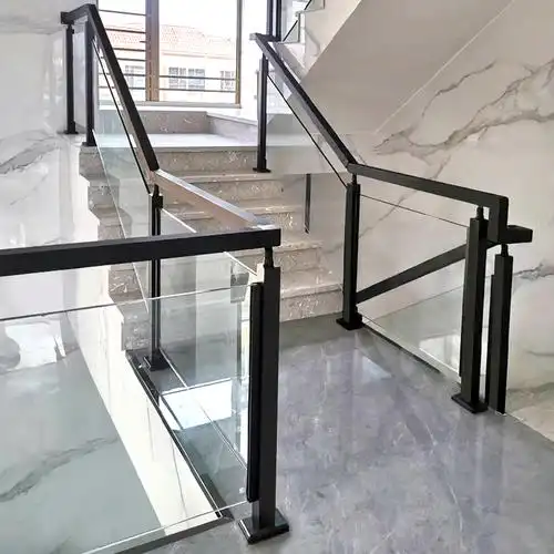 304不锈钢楼梯扶手室内家用钢化玻璃栏杆磨砂黑网红阳台玻璃护栏