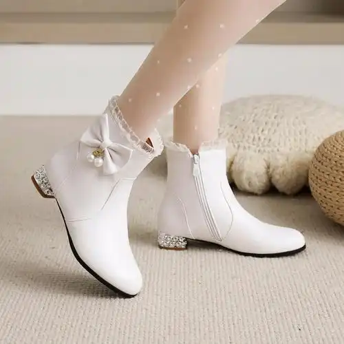 大人女冬鞋靴子女童高儿童皮鞋单宝宝学鞋防滑鞋儿童靴子冬儿童长跟鞋