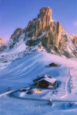 壁纸 山,雪,房子,冬天,路径 1920x1080 full hd 2k 高清壁纸, 图片