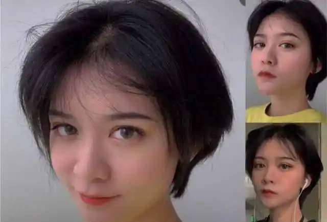 5,黑色锁骨翻翘短发短发不染不烫也很好看,黑色短发看起来简单清纯却