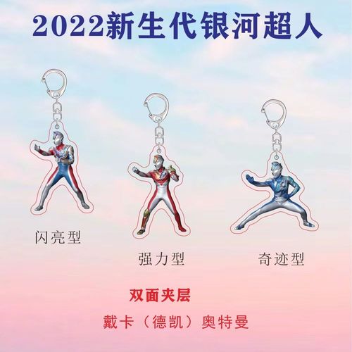 德凯戴卡奥特曼3种形态钥匙扣透明双面夹层背包挂件创意小礼品